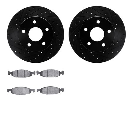 DYNAMIC FRICTION CO 8302-42019, Rotors-Drilled and Slotted-Black with 3000 Series Ceramic Brake Pads, Zinc Coated 8302-42019